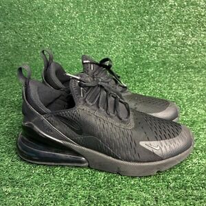 Nike Air Max 270 Mesh Breathable Athletic Sneaker Triple Black Womens 7 (5.5Y)
